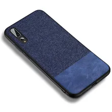 

For Huawei P20 Lite Case Full Protection Cloth Fabric Phone Bag Case Leather Grain TPU Cover For Huawei P20 Pro Case P20 Nova 3e