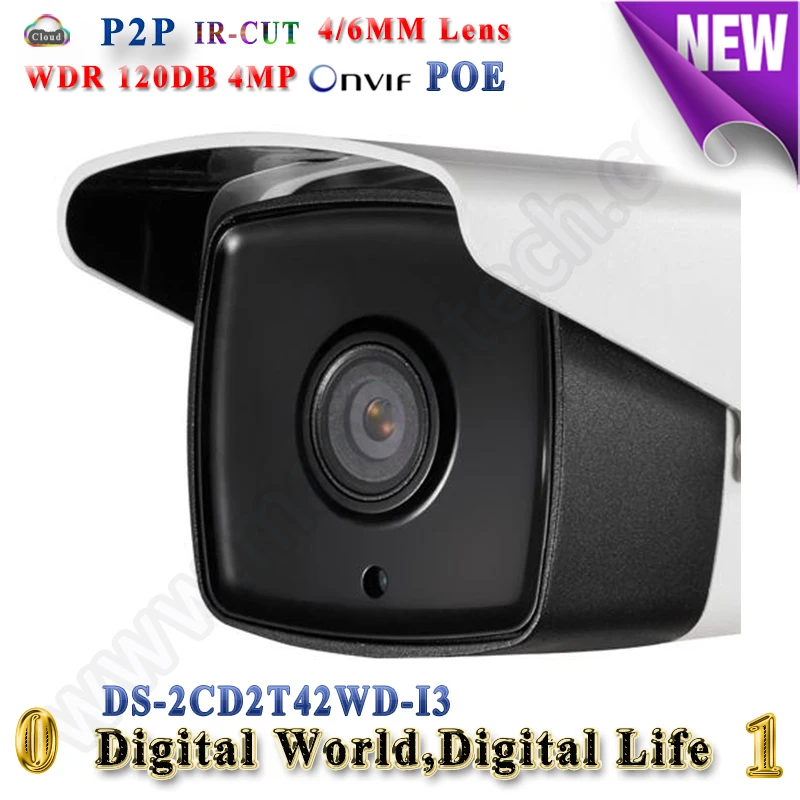

DS-2CD2T42WD-I3 hikvision ip camera poe 4MP 1080P ip cameras outdoor WDR 120DB security network Video Surveilance camera 30M IR