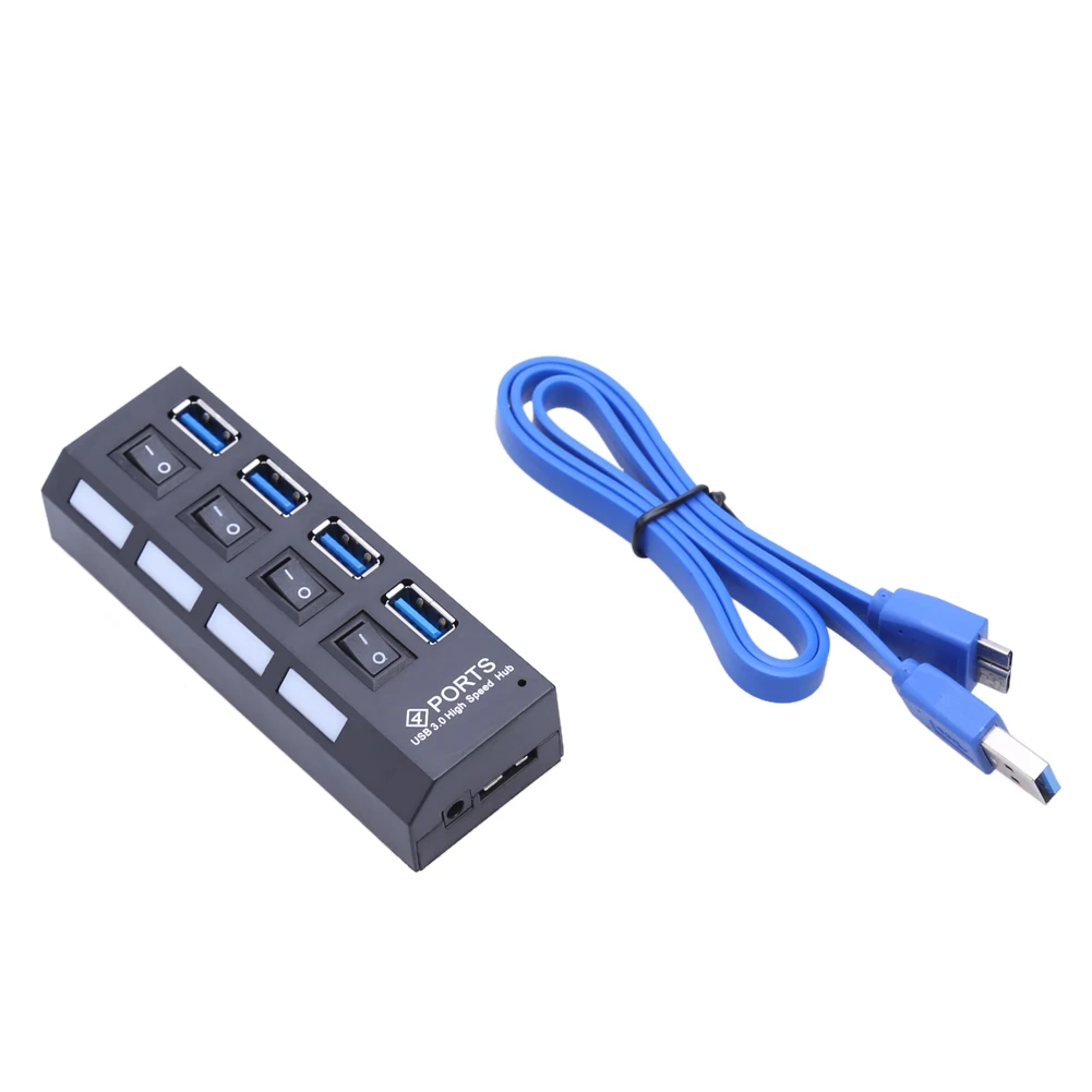 

5Gbps High Speed 4-Port USB 3.0 Power Hub Portable Compact USB Splitter with 1ft USB 3.0 Cable Adapter For PC Laptop