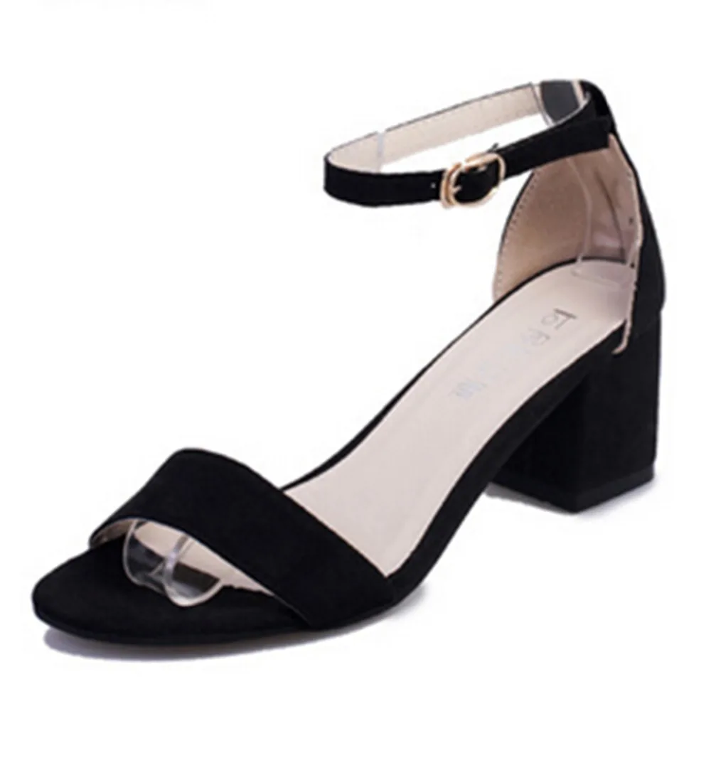 [H]Summer Think Mid Heel Dress Sandals Rough With The Fish Head Word