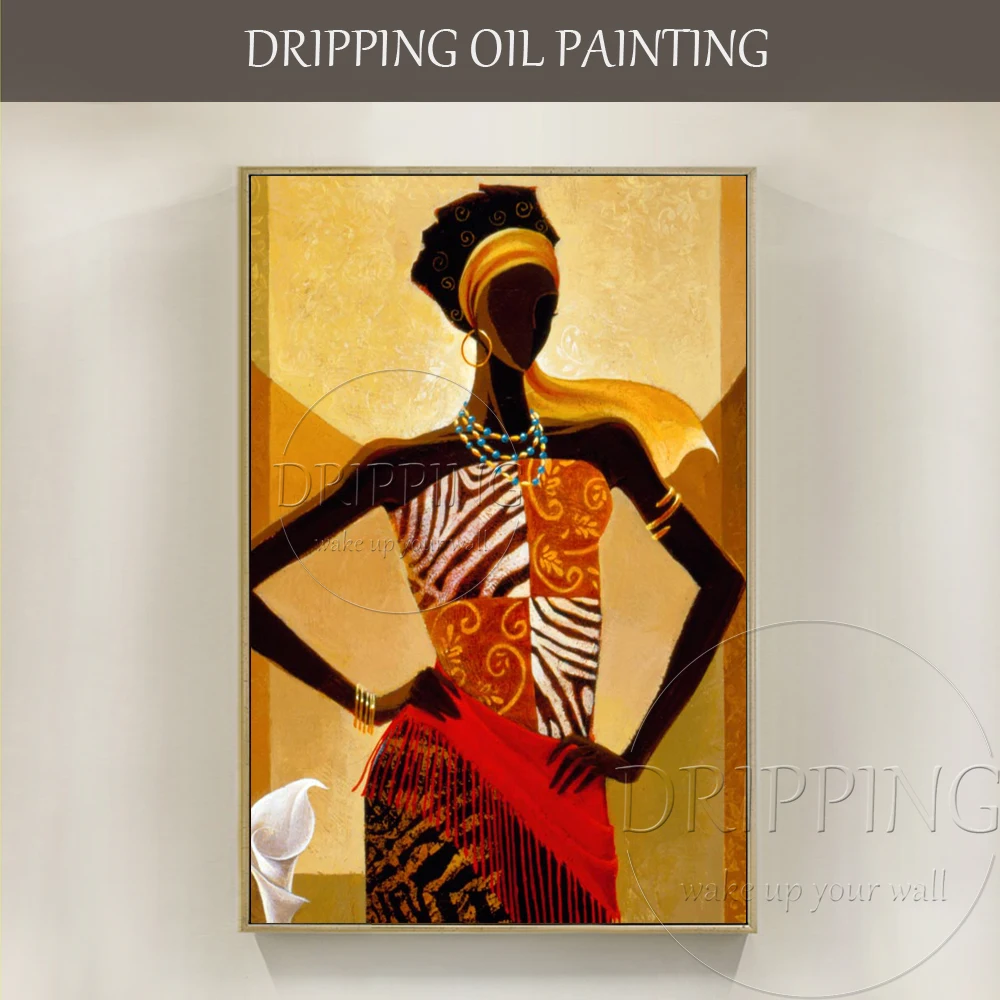 

New Design Hand-painted Beautiful African Figure Oil Painting Hand-painted Abstract Africa Woman Oil Painting for Living Room