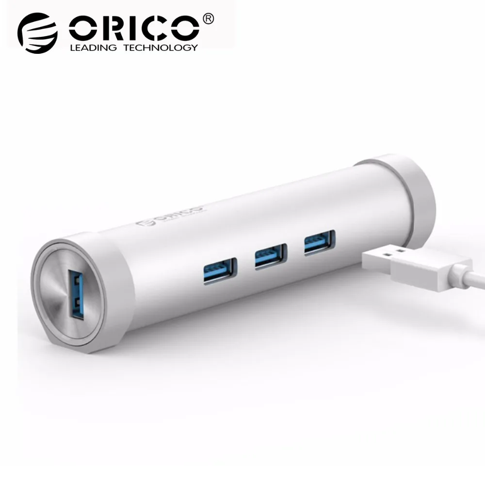 

ORICO ARH3L-U3 Aluminum Round USB3.0 HUB RJ45 Port USB A to Type-C for Apple Laptop Macbook Surface Pad Perfectly - Silver