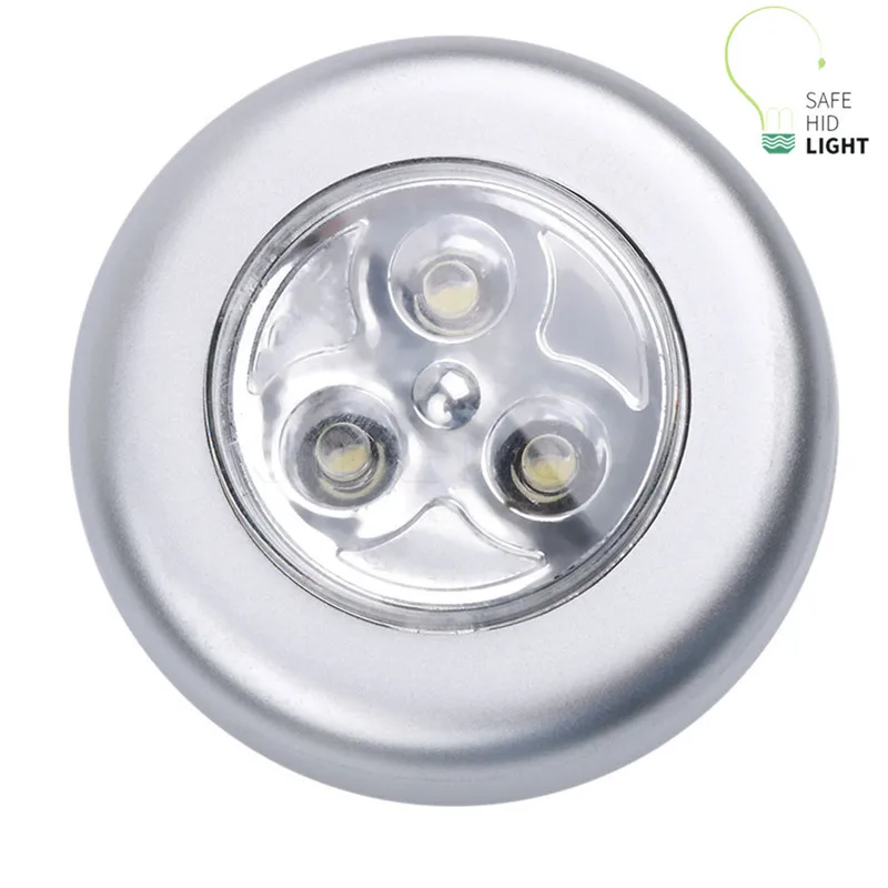 

NEW SAFE Touch Light Wardrobe Touch Light LED Kitchen Cabinet Closet Lamp 3LED light click light Wall sticker LEDSticking table