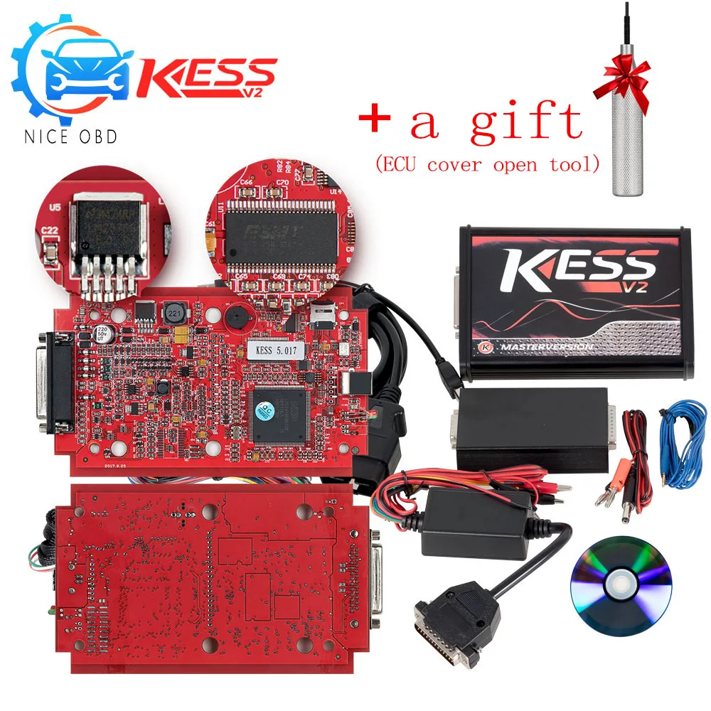 

2019 new KESS V5.017 V2.23 Red PCB with ECM Titanium Car/Tractor/Bike ECU programmer Kess V2 Master No Token Limited
