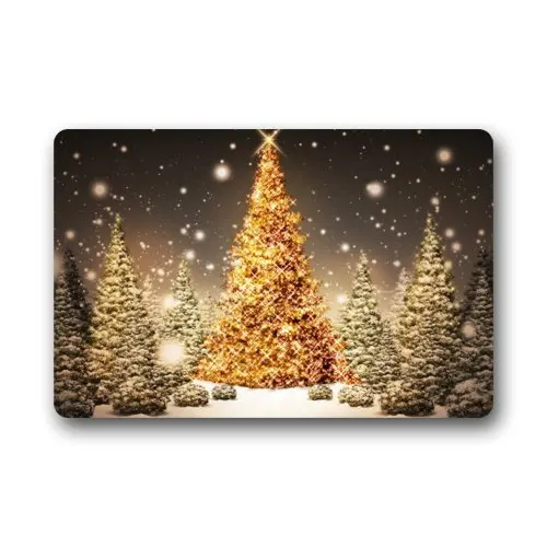 Us 17 2 36 Off Wonderful Golden Christmas Tree Art Doormat Rug Indoor Outdoor Front Door Bathroom In Mat From Home Garden On Aliexpress