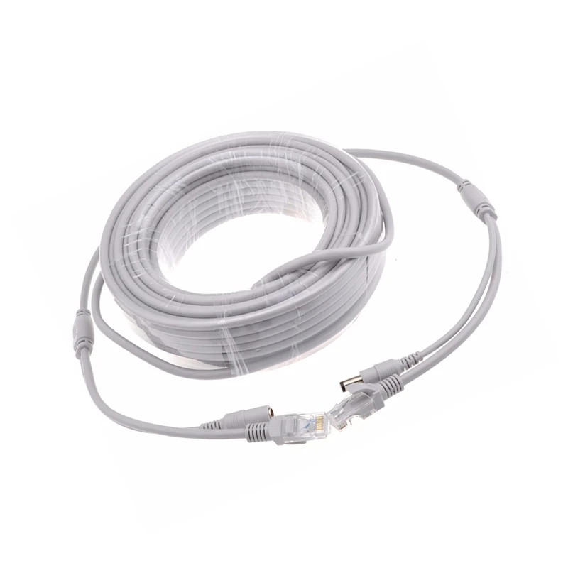 5 M/10 M/15 M/20 M/30 M опционально серый CAT5/CAT-5e кабель Ethernet RJ45 и DC Мощность видеонаблюдения сеть Lan кабель для Системы ip-камеры