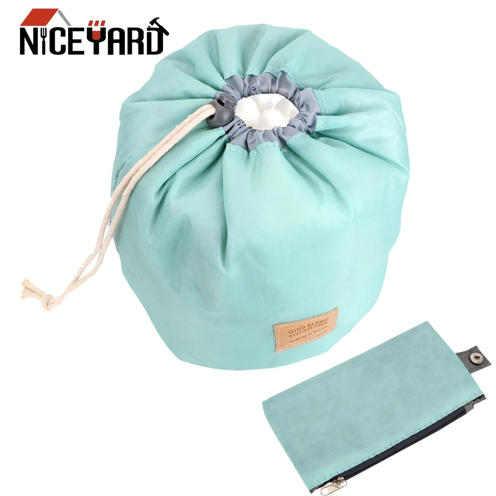 

NICEYARD Pull Rope Organizer Large Capacity Nylon Cloth Cylinder Shaped Travel Cosmetic Bag Portable Waterproof Storage Bag