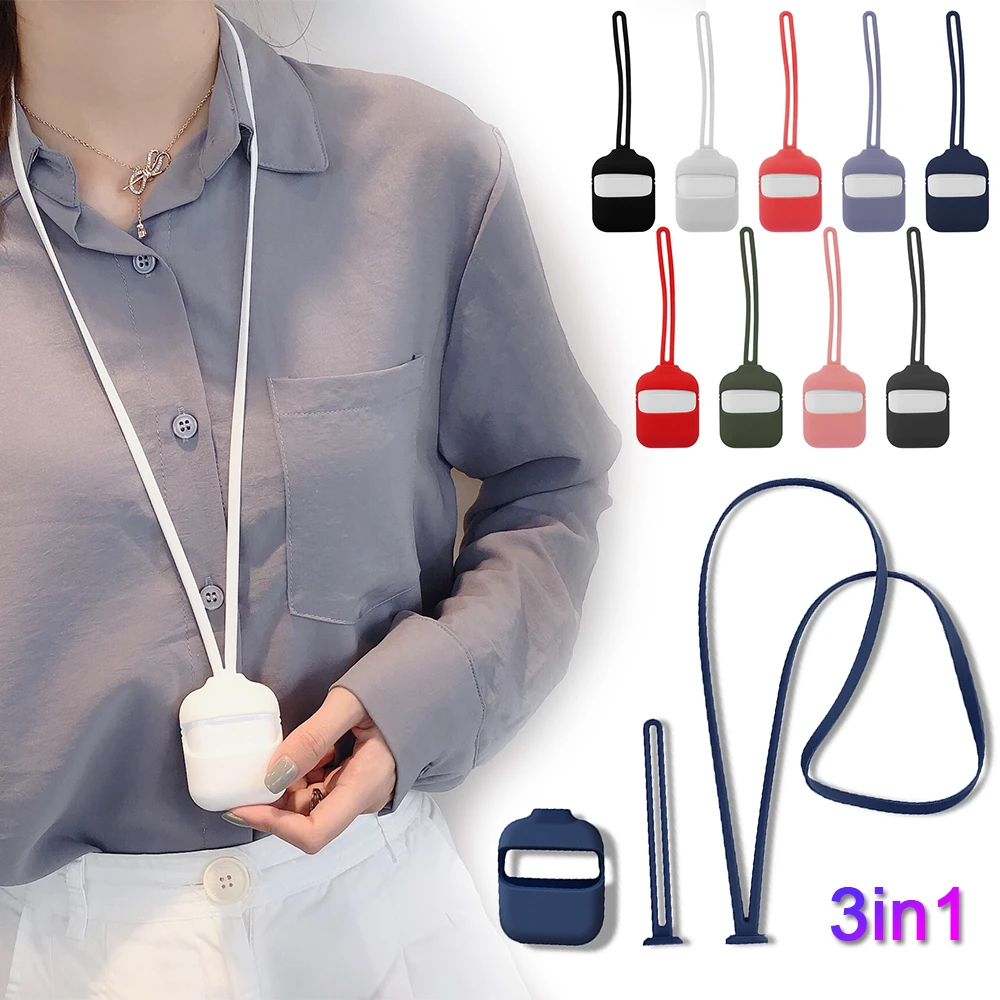 Противоударный силиконовый чехол для Apple AirPods с шейным ремешком наушники Bluetooth
