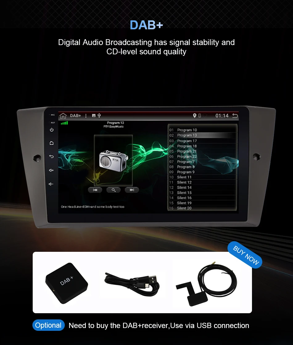 Cheap Eunavi Android 9.0 4G Car DVD PLAYER For BMW E90 GPS stereo audio navigation multimedia screen head unit PX6 with HDMI 16