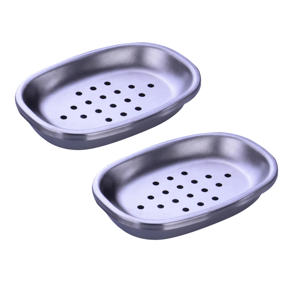 

2pcs Double Layer Stainless Steel Soap Dish Tray Double Draining Soap Box Holder for Shower Bathroom Kitchen (Oval Dot)
