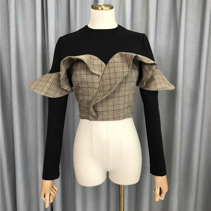 TWOTWINSTYLE поддельные женские футболки из двух частей с длинными рукавами в стиле