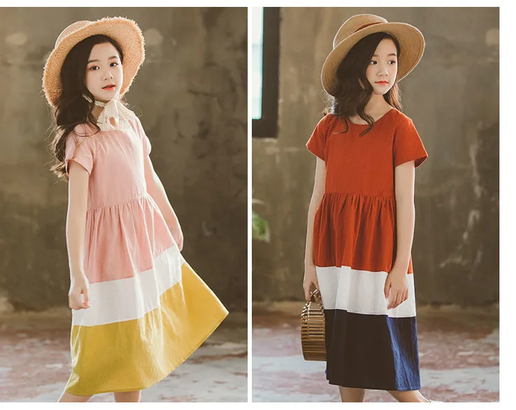 Spring 2019 Preppy Style Mother & Daughter Dresses Clothing Girls Striped Patchwork Short Sleeve Knee Length Dress Kids Clothes (9).jpg