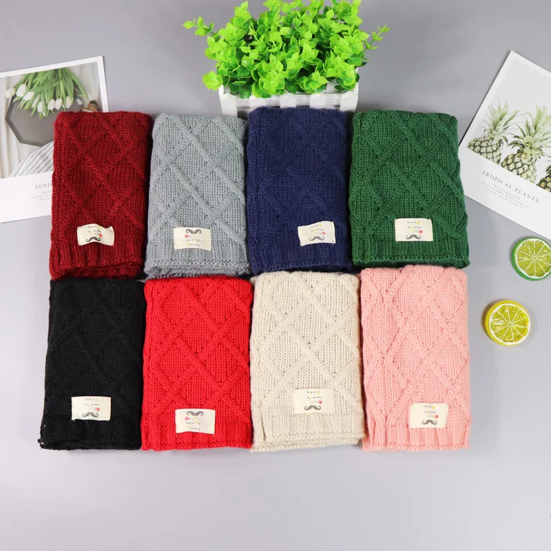 

AAG New Solid Color Autumn Winter Children Scarf Knitted Warm O Ring Neck Scarves Kids Outing Protect Knit for 1-12 Children 0