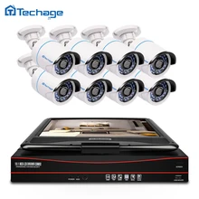 Techage 8CH 1080P CCTV система POE NVR комплект с 10," ЖК-монитор экран 8 шт. Открытый PoE IP камера безопасности комплект наблюдения