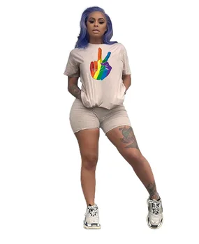 

2019 new women set summer sporting two piece set short sleeve tee top & shorts suit casual tracksuit