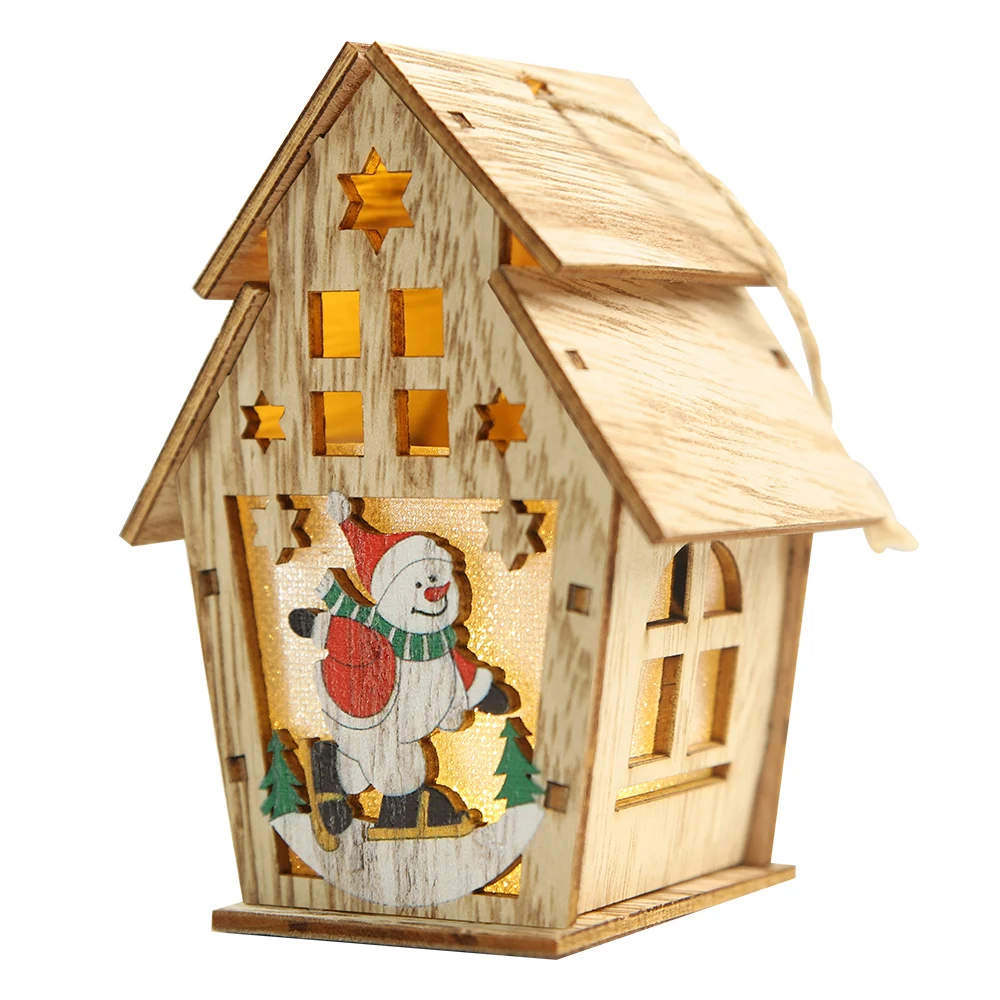 DIY светодиодный светильник, деревянный дом, Рождественская елка, украшение, лось, Санта Клаус, снеговик, подвесная подвеска, Рождественский Декор для дома