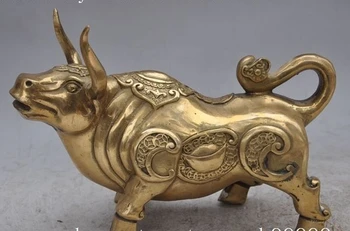 

8.8" chinese fengshui Copper Bronze Bullfighting Ox Bull wealth lucky Art Statue