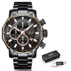 Relogio Новый LIGE Для мужчин s часы лучший бренд роскошный мужской часы Для мужчин военные Водонепроницаемый кварцевые часы для мужские с