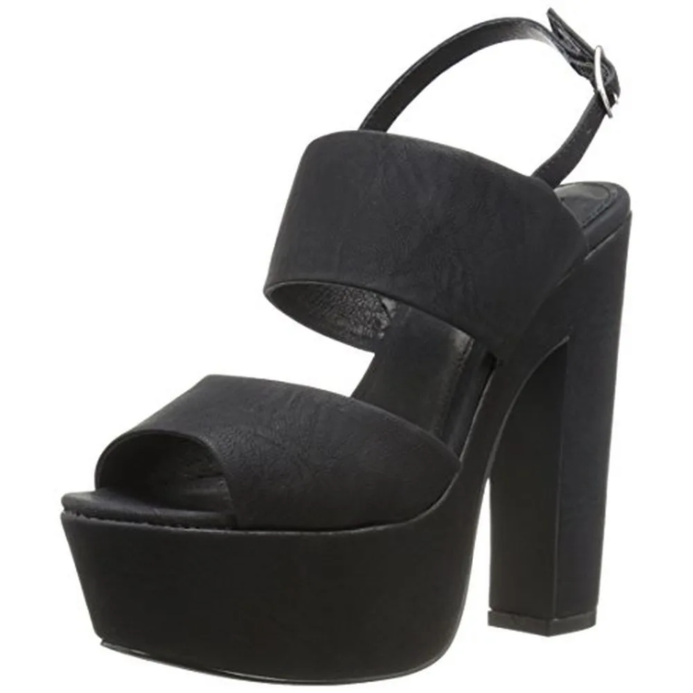 

Square High Heels Sandals Female Back Strap 2015 High Platform Open Toe Handmade Ankle-Wrap Buckle In Party Shoes Woman Summer