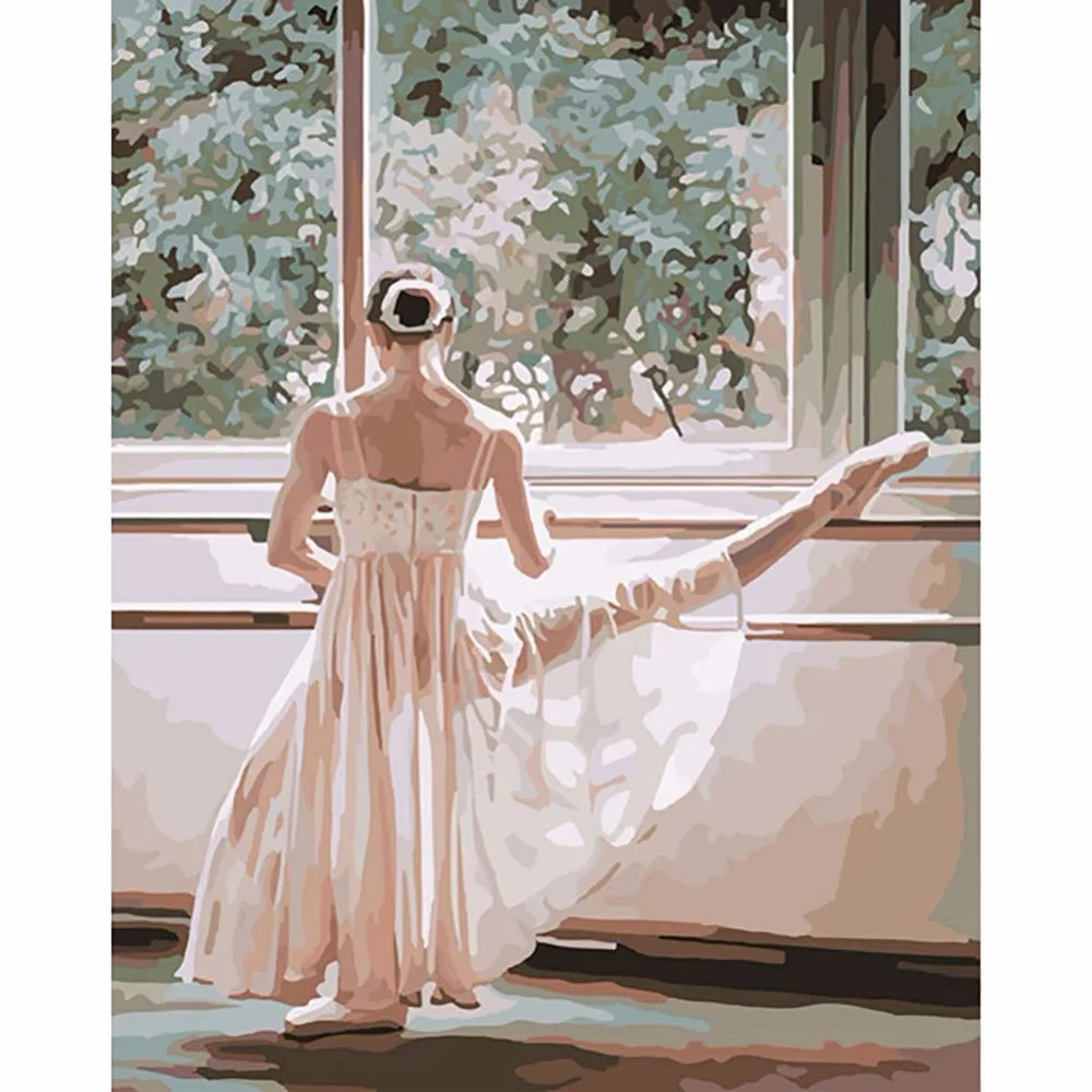 

DIY Oil Painting Paint Paint Numbers Kit Hand Drawn Canvas Home Decor Ballet Dance Landscaping Beautiful Back Girl Beautiful