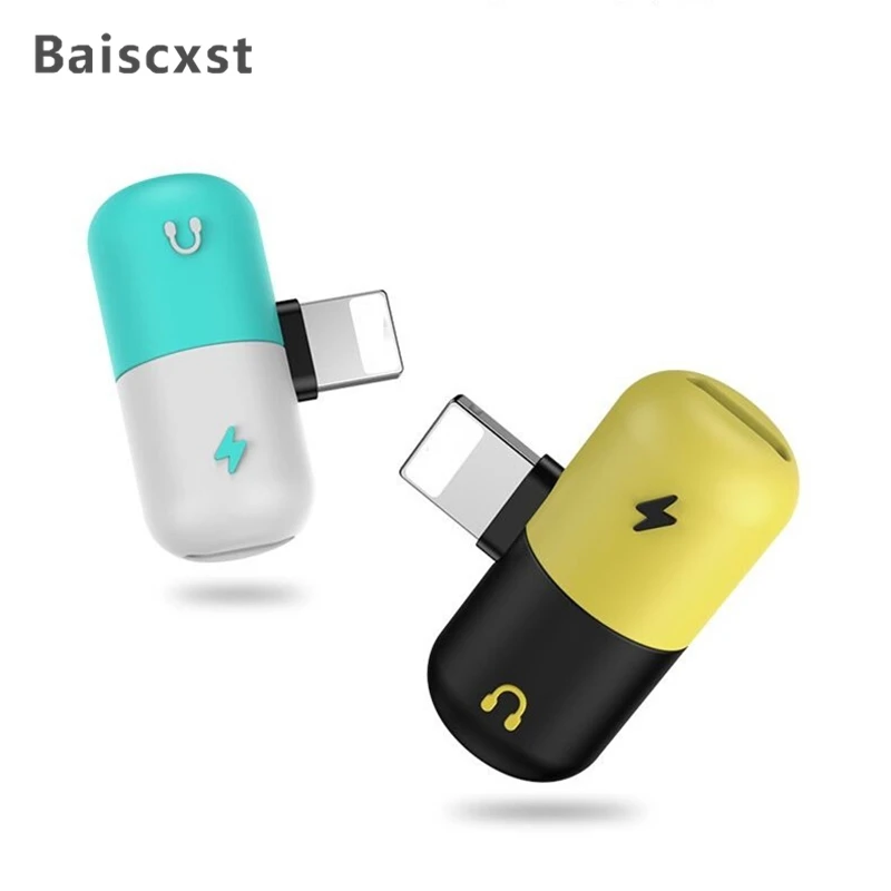 

Baiscxst 2 in 1 Adapter Accessories For iPhone X 7 8 plus Headphone Lightnig Audio Charger Adapter For iPhone 7 iOS10.3&iOS11/12