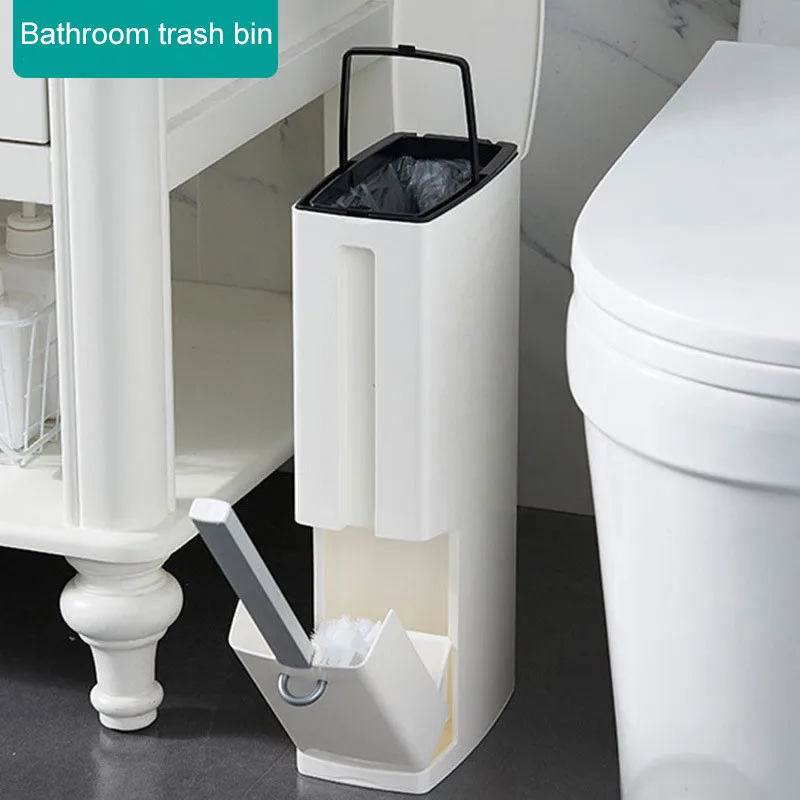 4 в 1 пластиковая ванная комната мусорное ведро с туалетной щеткой Ванная комната мусорное ведро набор мусорных банок мусорное ведро 6л
