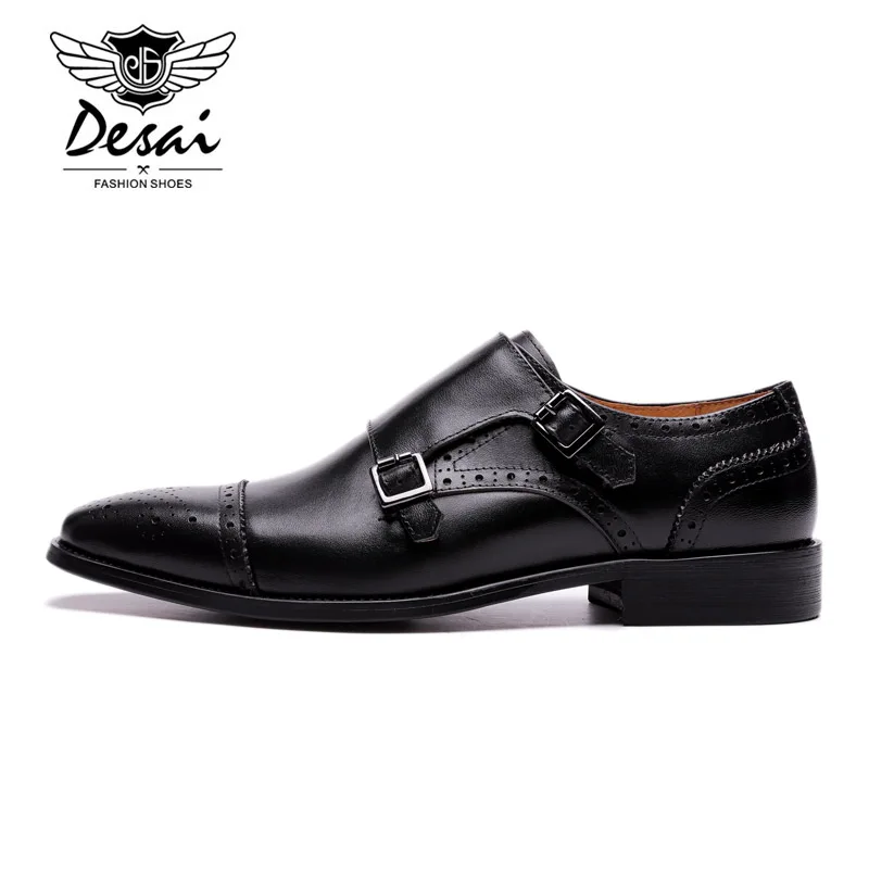 Desai Handmade Genuine Leather Double Buckles Men's Dress Shoes Formal Wedding Office Man Monk Shoes Strap Footwear Breathable Desai Handmade Genuine Leather Double Buckles Men's Dress Shoes Formal Wedding Office Man Monk Shoes Strap Footwear Breathable