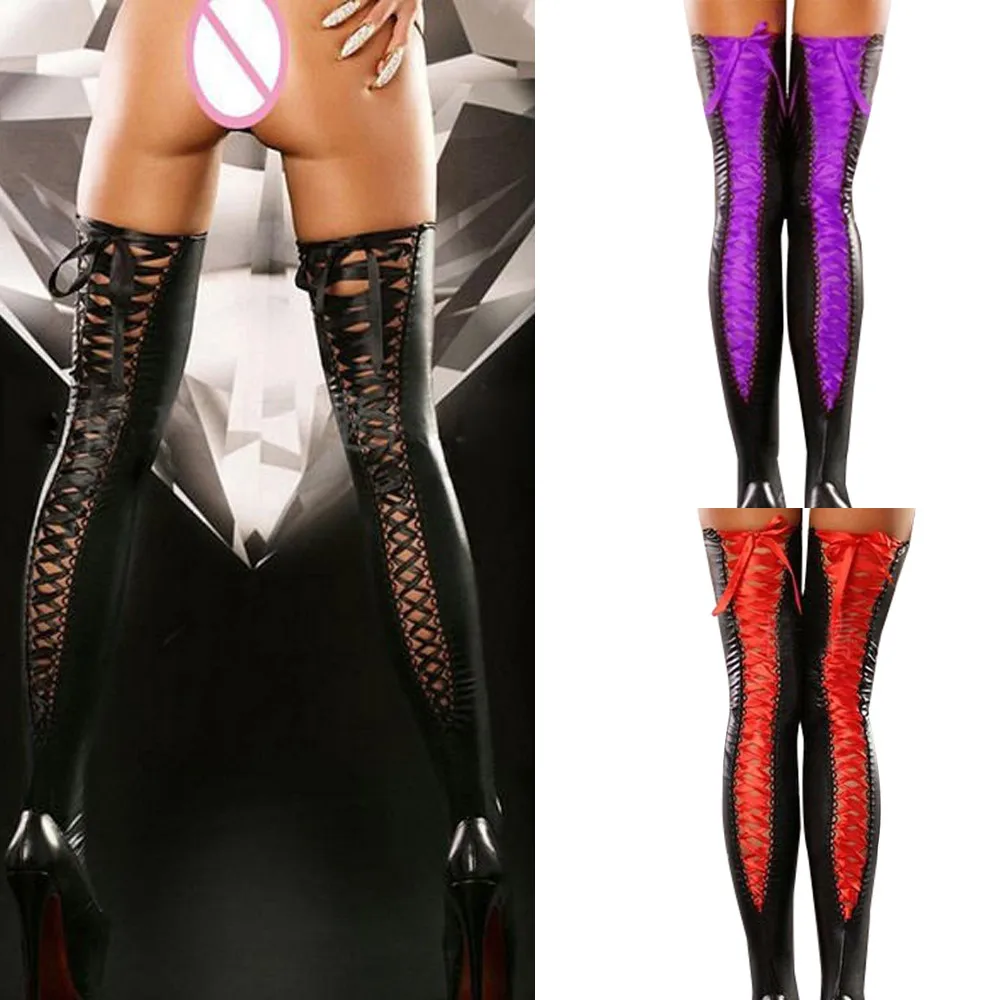 

2019 HOT SALE Sexy Club Women Comfortable Thigh-high Stockings Leather Lace Bow Long Socks knee socks stockings female #30