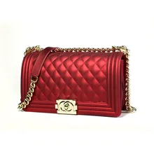 Channel Bag And Get Free Shipping On Aliexpress Elegant Solid Color Jelly Bags Women Gold Locks Chains Shoulder Messenger Fashion Diamond Plaid