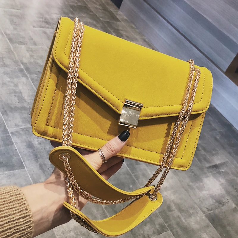 

Women Designer Handbag Chain Shoulder Messenger Bags Retro Fashion Female Square Bag 2019 New High Quality Matte PU Leather Bag
