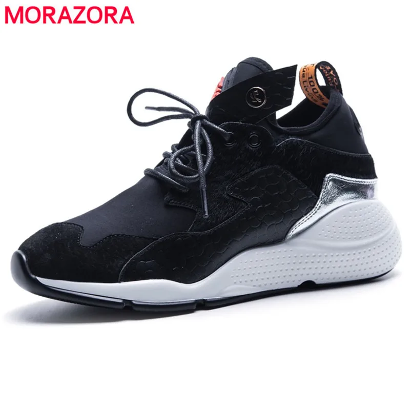 

MORAZORA 2018 New Women sneakers lace up round toe comfortable casual shoes spring autumn ladies platform flats