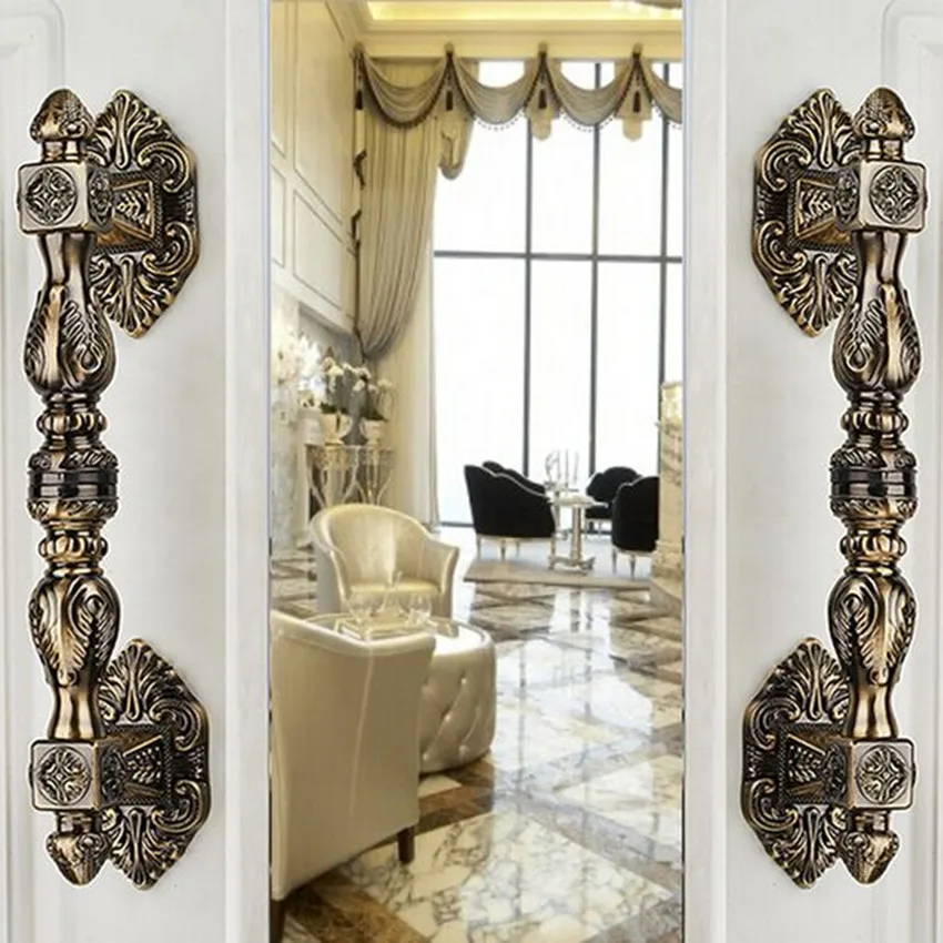 

350mm vintage fashion europe classics style big gate door handles antique bronze wooden / galss door pulls handle door fitting