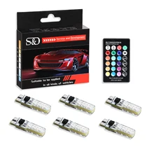 Автомобильный сигнальный светильник s T10 w5w светодиодные лампы 12V авто Интерьер светильник w5w T10 светодиодные лампы для автомобиля просвет с сигналами красного, зеленого и синего цвета с дистанционного Управление 12V