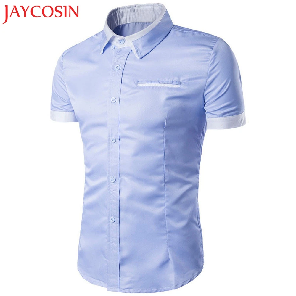 2017 New Fashion Mens Luxury Short Sleeve Shirt Casual Slim Fit Formal ...