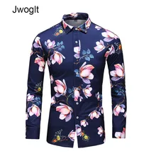 45 кг-120 кг Для мужчин детская гавайская рубашка с длинным рукавом Slim Fit кнопка Повседневное Цветущий рубашка с цветочным рисунком 5XL 6XL 7XL
