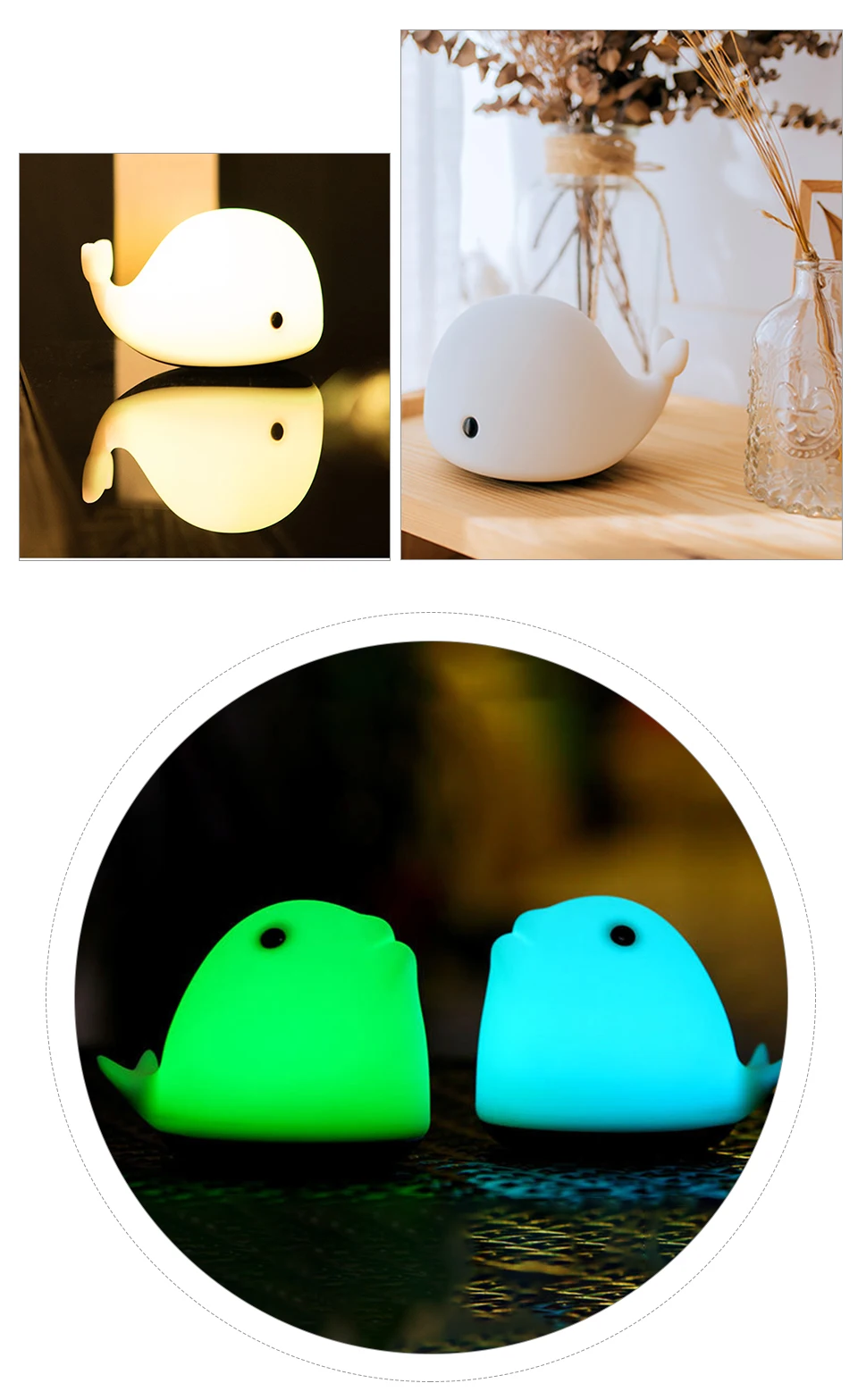 Touch Silicone Led Night Light USB Rechargeable Baby Children Kids Gift Animal Cartoon Lamp Bedside Bedroom (11)