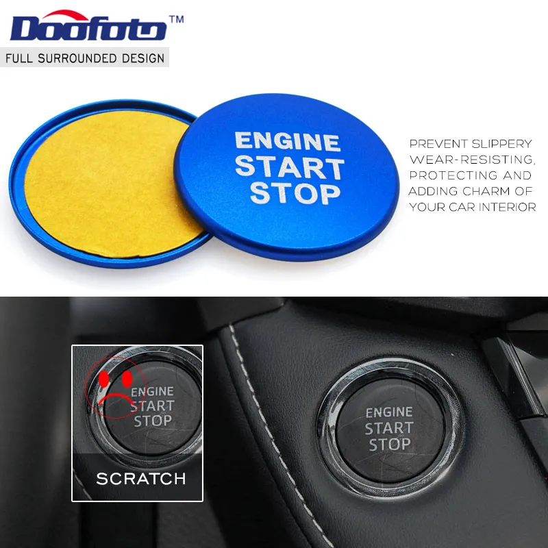 Doofoto Car Accessories Styling Start Stop Engine Cover Button Sticker cap For Toyota Corolla C-HR Rav4 Yaris C HR CHR Auto Ring