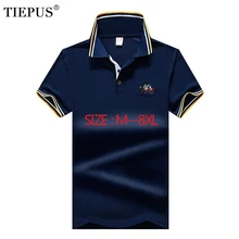 TIEPUS, новинка, мужская рубашка Поло, хлопок, модная вышивка размера плюс 5XL, 6XL, 7XL, 8XL, брендовая мужская рубашка поло, повседневная, деловая, мужская рубашка Поло
