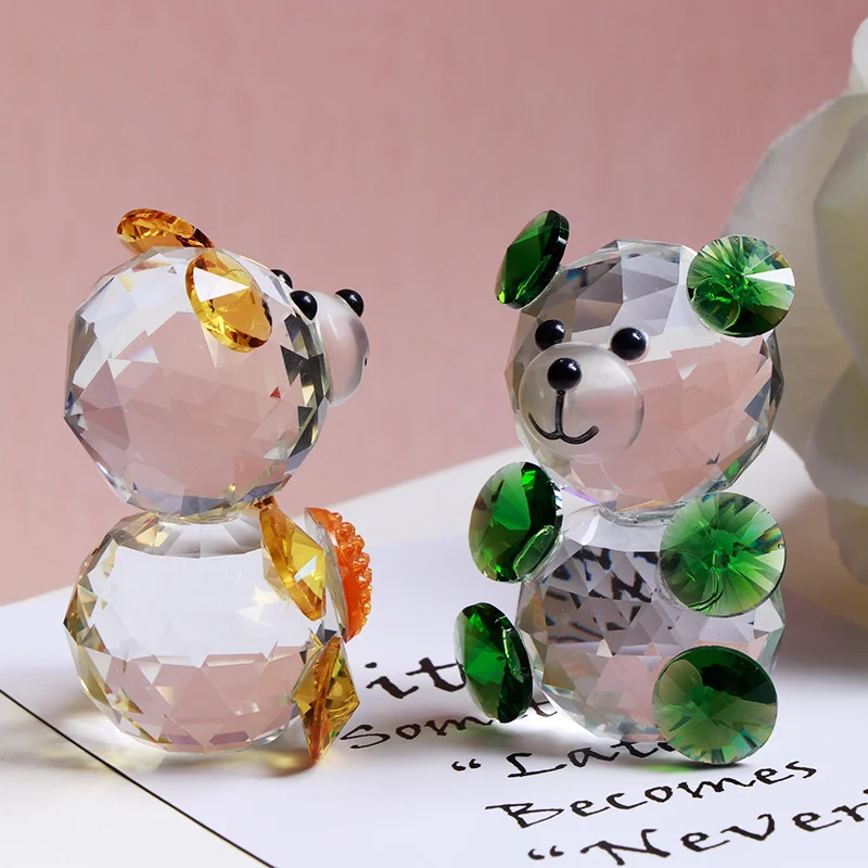 Красочная фигурка хрустального медведя миниатюрный милый медведь украшение для