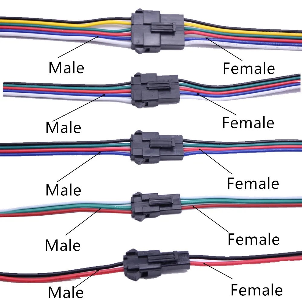 2pin 3pin 4pin 5pin 6pin led провода разъем мужской/женский JST SM разъем электронный разъем провода кабель для led светильник драйвер CCTV