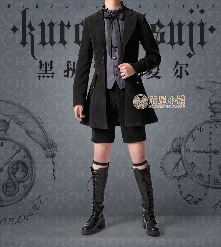 

Anime! Black Butler Ciel Phantomhive Little Devil Gothic Uniform Cosplay Costume British Style Gentleman's Suit Free Shipping