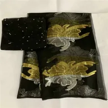 Африканская мягкая шелковая ткань для одежды аккуратная вышивка на золотистом и фиолетовом сатиновом материале с швейцарской вуалью кружевная ткань LXE050501