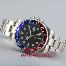 43mm Bliger black dial stainless steel case sapphire glass Luminous Marks GMT automatic movement Men’s Mechanical Wristwatches