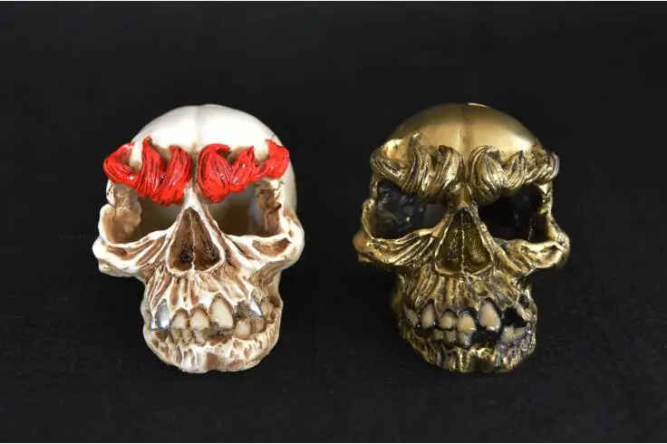 

Golden skull shape decoration Punk horror bar decoration Halloween skull room props