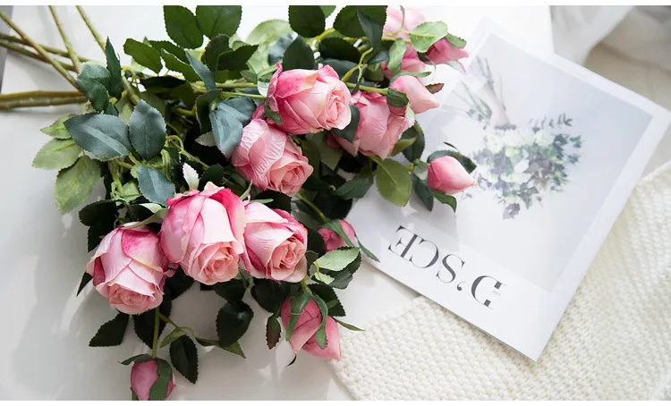 JAROWN Artificial Flowers Silk Rose Continental Retro Fake Flower Home Decoration Wedding DIY Decoration Flores (21)