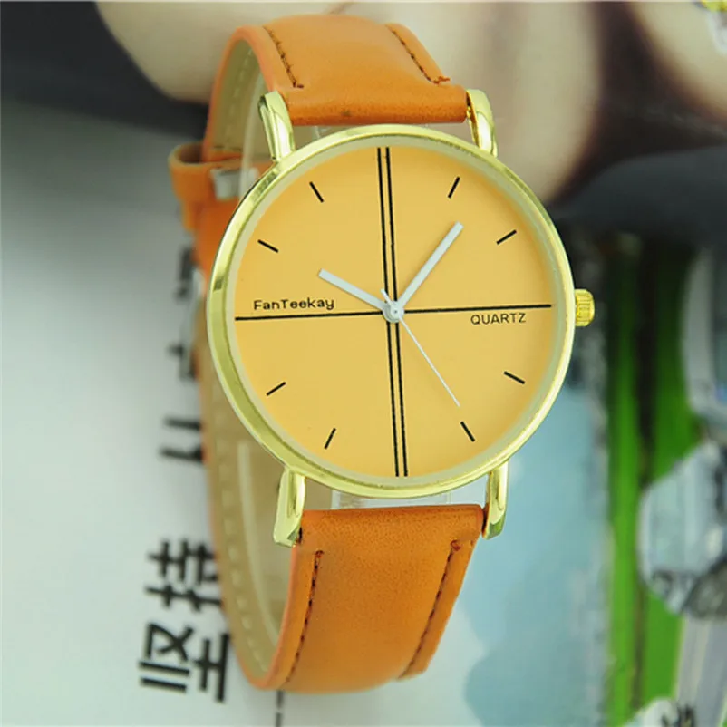 Fashion women watches bracelet watch ladies Simple Scale Simulation Leather band Thin Men And Women Quartz watch clock 3M30#N (8)