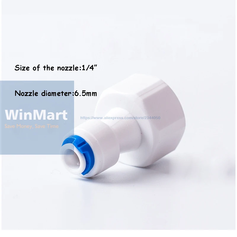 

1pc 1/4" OD 6.5mm Tube Quick Pushfit -1/2" BSP 20mm Female Fitting Connection Aquarium RO Water Filter Reverse Osmosis System
