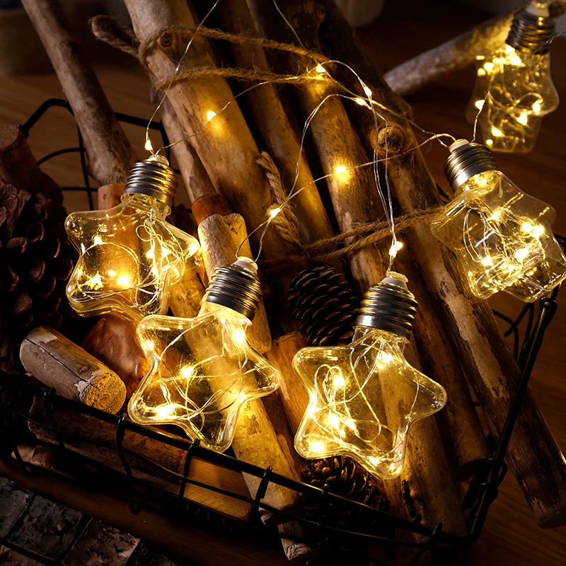 100 светодиодный светильник с геометрическими звездами, Рождественская елка, сказочный светильник светодиодный, свадебная гирлянда, новогоднее, Рождественское украшение для дома