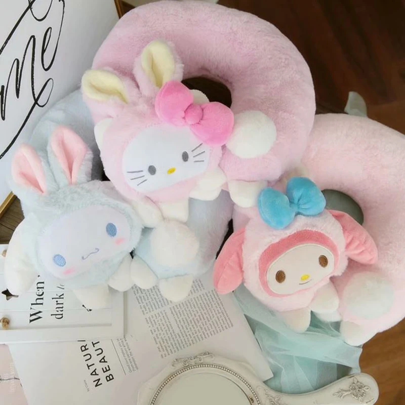 

1 Pc Lovely My Melody Hello Kitty Cinnamoroll Dog U Type Travel Pillow for Neck Soft Neck Cushion U Pillow Gift Plush Toys