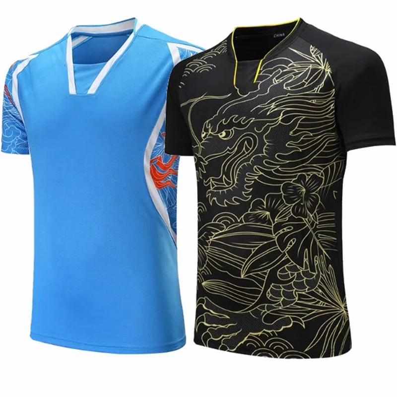 Ropa Deportiva de secado rápido transpirable bádminton camisa, mujeres/hombres Tenis de Mesa dragón impresión equipo juego correr entrenamiento deporte camisetas